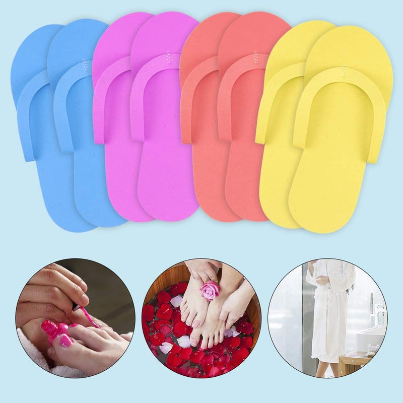 Hysagtek 12 Pairs Disposable Slippers Shower Sand Pedicure Beach Light Weight Foam Flip Flops, Sandals Random Color - Image 2